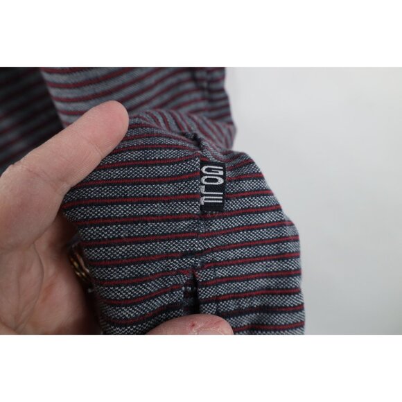 Vintage 90s Columbia Golf Mens Medium Faded Spell Out Striped Knit Polo Shirt - Picture 5 of 14